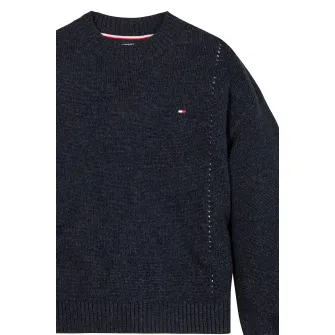 Tommy Hilfiger, Pulover de lana cu maneci cazute, Albastru ultramarin, 110 CM