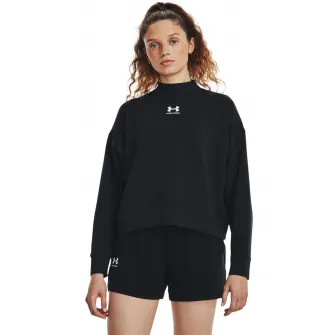 Under Armour, Bluza cu maneci cazute, din amestec de lyocell Rival, Alb, Negru, M