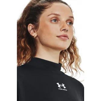 Under Armour, Bluza cu maneci cazute, din amestec de lyocell Rival, Alb, Negru, M
