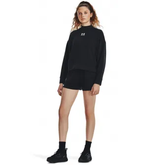 Under Armour, Bluza cu maneci cazute, din amestec de lyocell Rival, Alb, Negru, M