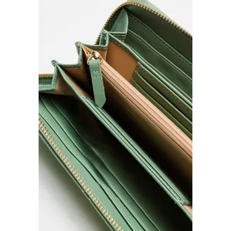 Valentino Bags, Portofel matlasat cu fermoar Ocarina, Verde feriga