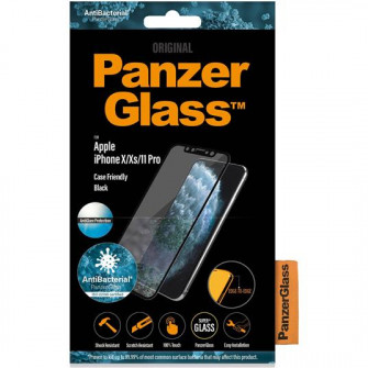 Folie de protectie PanzerGlass din sticla pentru Apple iPhone X/Xs/11, antireflex, Transparenta / Rama Neagra