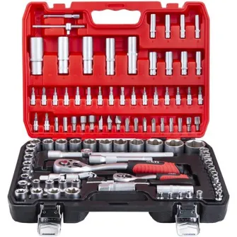 Trusa profesionala pentru auto LTI, contine capete chei tubulare si accesorii cu diferite lungimi si prindere de 1/2-1/4”, 108 piese