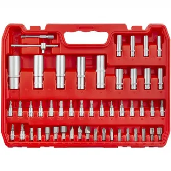Trusa profesionala pentru auto LTI, contine capete chei tubulare si accesorii cu diferite lungimi si prindere de 1/2-1/4”, 108 piese