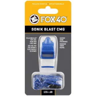 Fluier Fox 40 Sonik CMG cu snur, albastru/alb