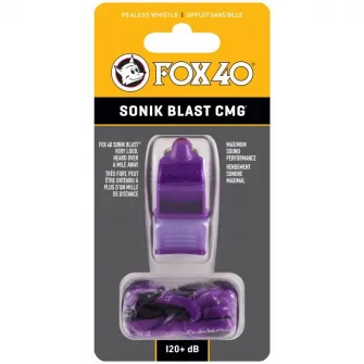 Fluier Fox 40 Sonik CMG cu snur, violet/alb
