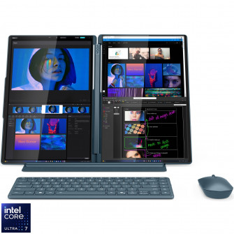 Laptop Lenovo Yoga Book 9 14IAH10 cu procesor Intel® Core™ Ultra 7 255H pana la 5.1GHz, 2x 14'' 2.8K WQXGA+, OLED, 120Hz, Touch, 32GB LPDDR5x RAM, 1TB SSD, Intel® Arc™ 140T, Windows® 11 Home, Tidal Teal, 3y on-site Premium Care