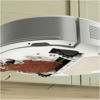 Robot de aspirare cu mop Roomba 105 iRobot Combo, Y351240, statie de descarcare automata, navigatie avansata ClearView™ LiDAR, curatare in patru etape, putere de aspirare 7000 Pa, tehnologie Carpet Detect, aplicatie Roomba HOME, alb