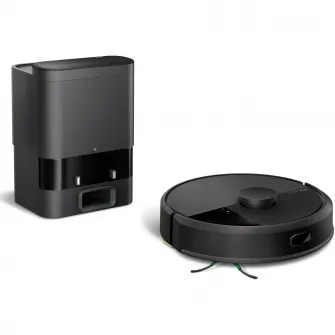 Robot de aspirare cu mop Roomba 105 iRobot Combo, Y351040, statie de descarcare automata, navigatie avansata ClearView™ LiDAR, curatare in patru etape, putere de aspirare 7000 Pa, tehnologie Carpet Detect, aplicatie Roomba HOME, negru