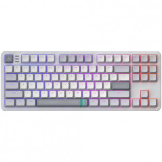 Tastatura Mecanica Gaming Dark Project ALU87A Daylight, TKL 87, Full RGB, switch-uri g3ms Zircon Speed Pre-lubed, carcasa aluminiu, Alb/Gri