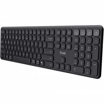 Tastatura wireless Trust VAIYA MULTIDEVICE, RF 2.4GHz, Bluetooth, USB-C, layout US, Negru