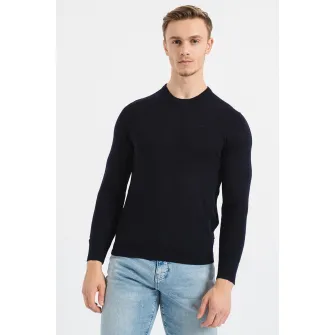 ARMANI EXCHANGE, Pulover de lana tricotat fin, Indigo, 2XL