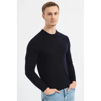 ARMANI EXCHANGE, Pulover de lana tricotat fin, Indigo, 2XL