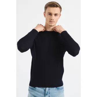 ARMANI EXCHANGE, Pulover de lana tricotat fin, Indigo, 2XL