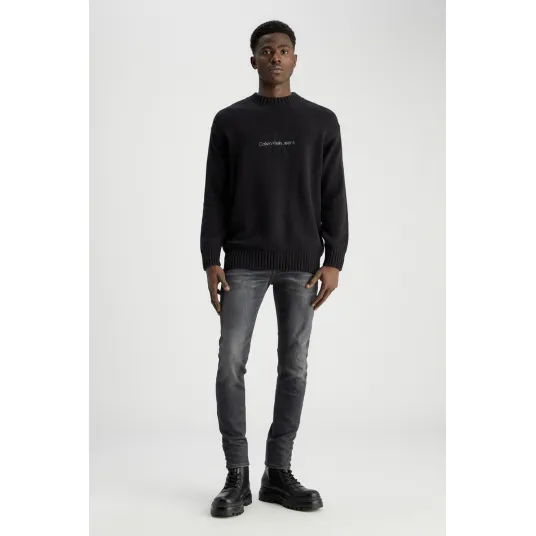 CALVIN KLEIN JEANS, Bluza de trening regular fit cu model logo, Negru, XL