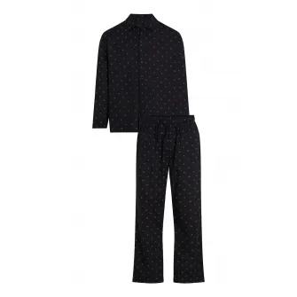CALVIN KLEIN, Pijama de bumbac cu logo, Negru, Albastru deschis, S