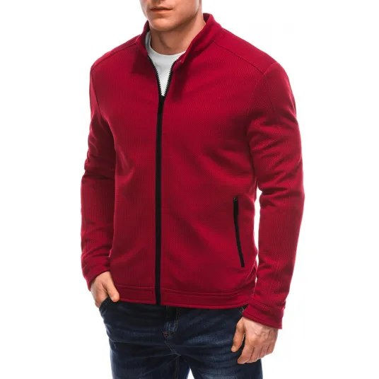 EDOTI, Jacheta regular-fit cu fermoar, Rosu inchis, S