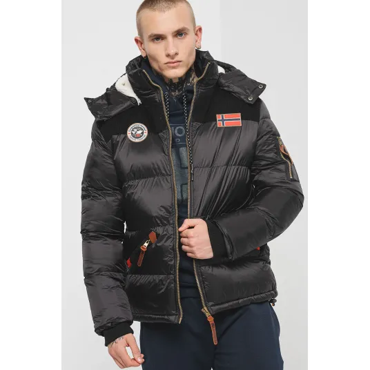 Geographical Norway, Geaca cu gluga, vatelina si detalii logo Celian, Rosu, Negru, 2XL