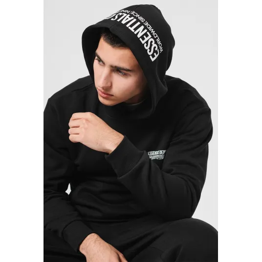 Jack & Jones, Hanorac din amestec de bumbac cu text Live, Alb, Negru, XL