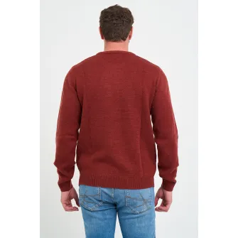 KVL by KENVELO, Pulover din amestec de lana cu decolteu la baza gatului, Caramiziu, XL