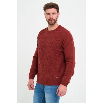 KVL by KENVELO, Pulover din amestec de lana cu decolteu la baza gatului, Caramiziu, XL