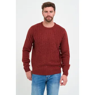 KVL by KENVELO, Pulover din amestec de lana cu decolteu la baza gatului, Caramiziu, XL