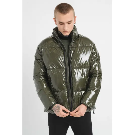 Karl Lagerfeld, Geaca bufanta matlasata, verde militar prafuit, 54