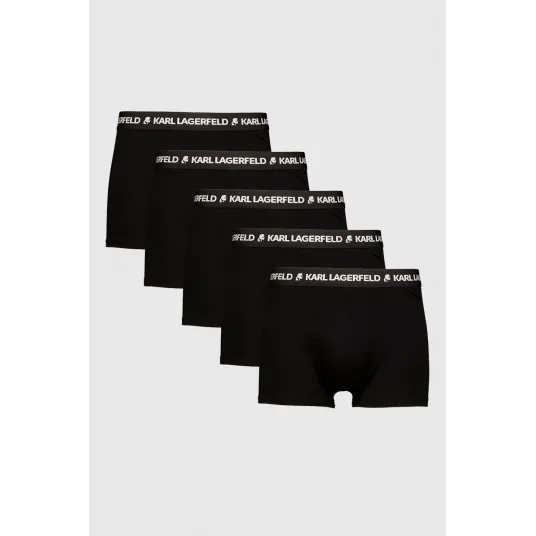 Karl Lagerfeld, Set de boxeri din amestec de bumbac organic - 5 perechi, Negru, M