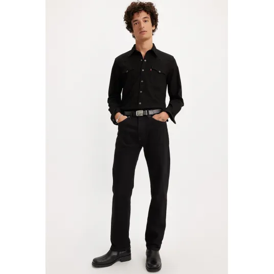 Levi's, Blugi regular fit cu aspect decolorat 505В®, Negru stins, W33-L32