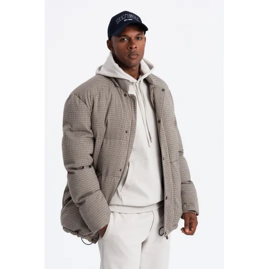 OMBRE, Geaca cu gluga si vatelina, Alb, Negru, Maro, XL