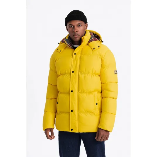 OMBRE, Geaca din nailon cu vatelina si gluga, Galben, XL