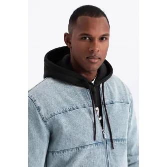 OMBRE, Jacheta bomber din denim, Albastru deschis, M