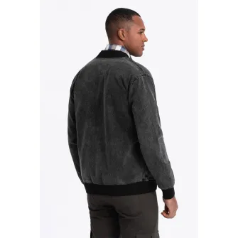 OMBRE, Jacheta bomber din denim, Negru stins, 2XL