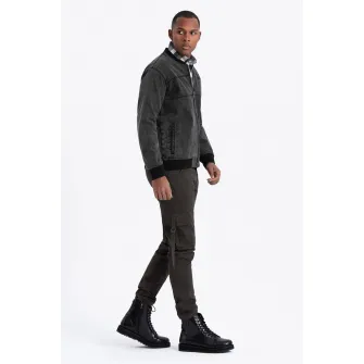 OMBRE, Jacheta bomber din denim, Negru stins, 2XL