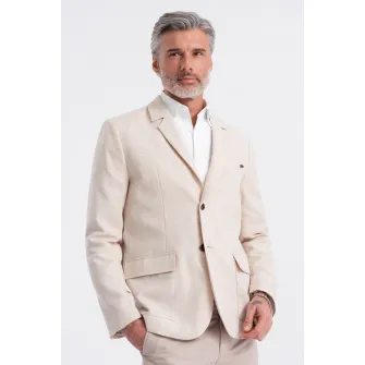 OMBRE, Sacou din amestec de in cu buzunare cu clapa, Bej deschis, S