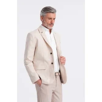 OMBRE, Sacou din amestec de in cu buzunare cu clapa, Bej deschis, S