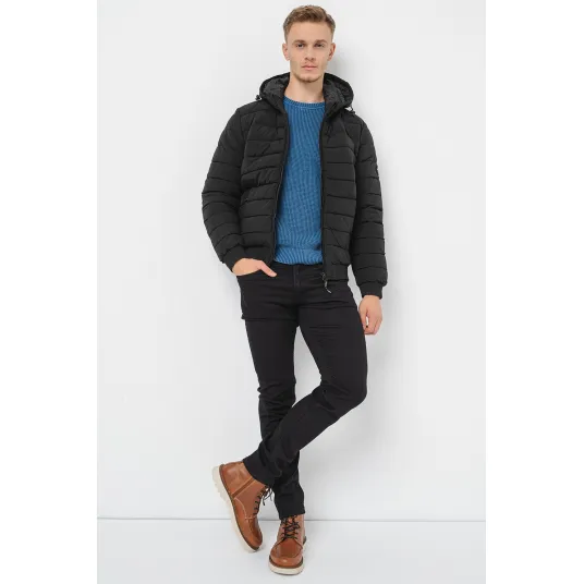 Pepe Jeans London, Jacheta cu fermoar si gluga, Negru, 2XL