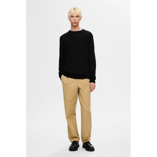 SELECTED HOMME, Pulover din lana Merinos, Negru, S