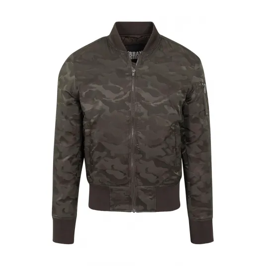 Urban Classics, Jacheta bomber cu model camuflaj, Verde militar, L