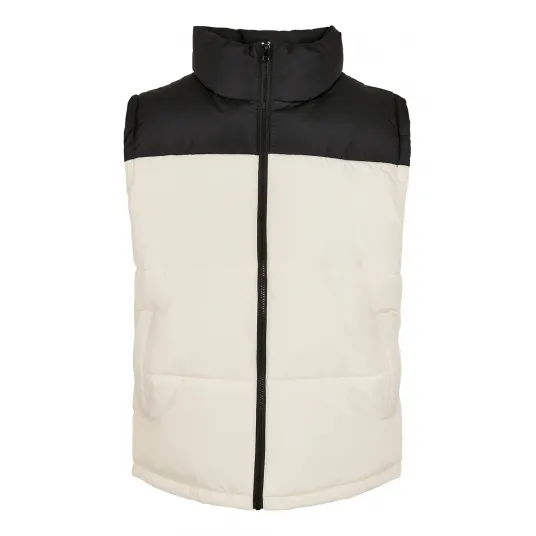 Urban Classics, Vesta cu vatelina si fermoar, Alb, Negru, S
