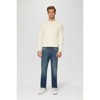 s.Oliver, Blugi conici cu aspect decolorat, Albastru petrol, W29-L32
