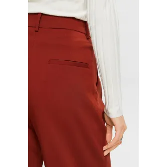 Esprit, Pantaloni cu talie inalta si croiala ampla, Visiniu, 38-L32