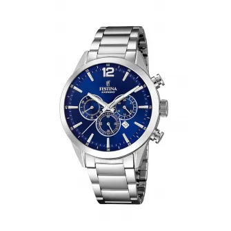 Festina, Ceas cronograf cu bratara metalica, Argintiu