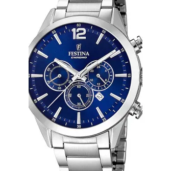 Festina, Ceas cronograf cu bratara metalica, Argintiu