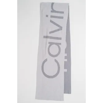 CALVIN KLEIN, Esarfa din amestec de lana cu logo brodat, Gri deschis, Gri inchis