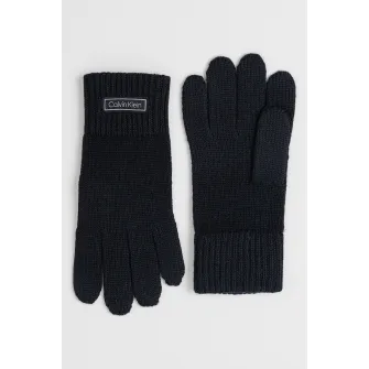 CALVIN KLEIN, Manusi tricotate din amestec de lana cu logo, Negru