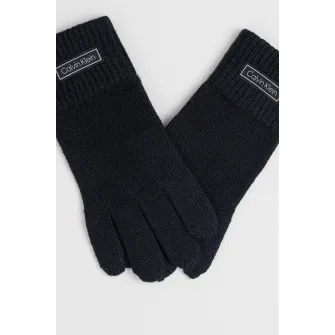 CALVIN KLEIN, Manusi tricotate din amestec de lana cu logo, Negru