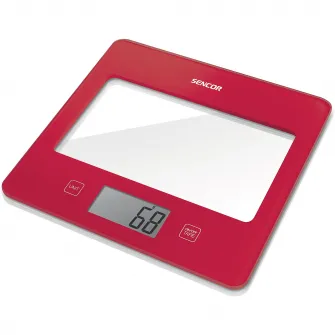 Cantar de bucatarie, Sencor, Ecran LCD, Pornit/Oprit automat, Rosu