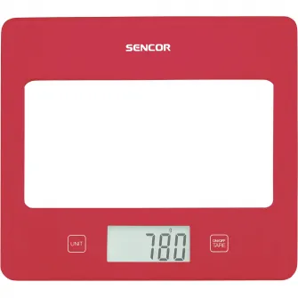 Cantar de bucatarie, Sencor, Ecran LCD, Pornit/Oprit automat, Rosu