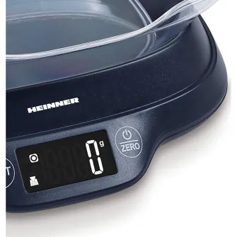 Cantar de bucatarie cu bol Heinner HKSB-TC5P, 5 Kg, 1 g, touch control, tara, functie cantarire lichide, display LCD, bol plastic